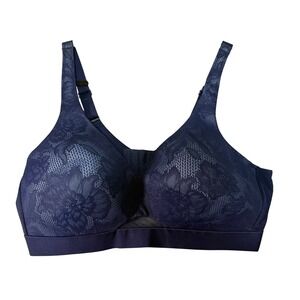Cacique 42C Navy Blue Full Coverage Lace Unlined No Wire Bra
